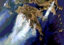 Satellite picture of the fires in southern Greece
