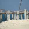 Steel piles providing temporary support for concreting of sea platforms in Qatar